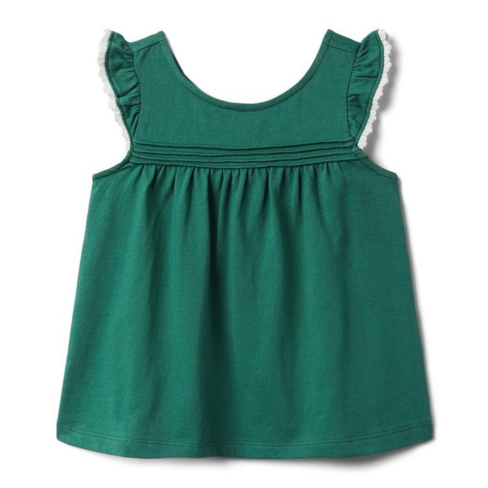 Joshua Tree green Pintuck Ruffle sleeve top size 2T